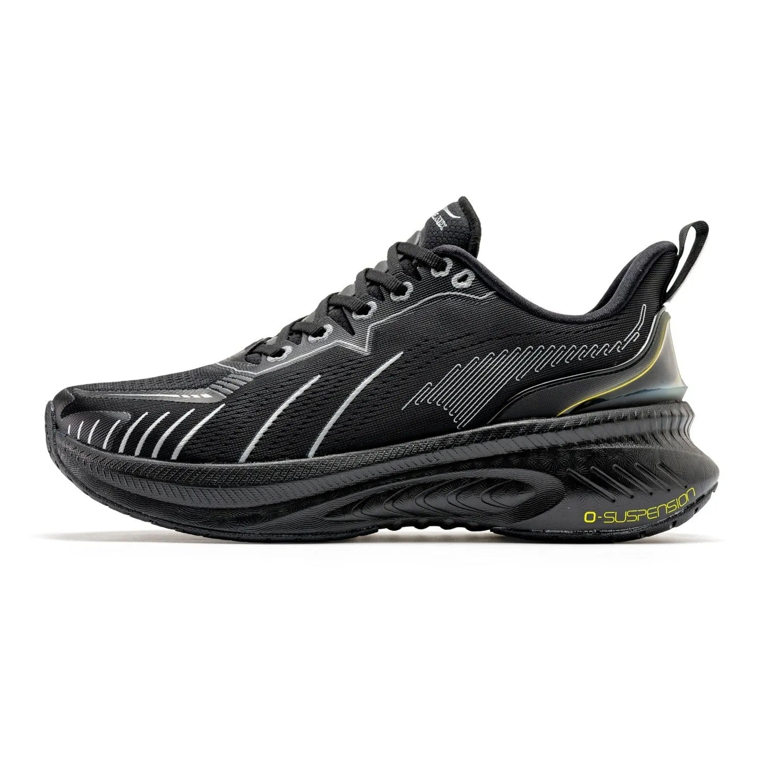 Low-top running shoes with striped pattern, available in multiple colours like black, red, and blue.