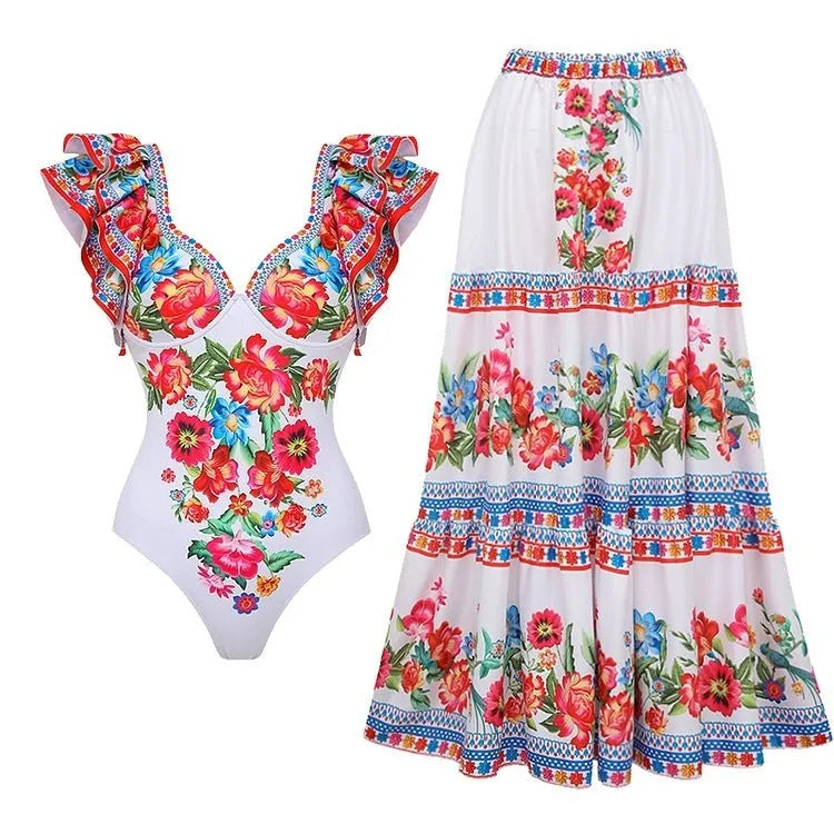 Women's one-piece polyester swimsuit in rose pink, available in sizes S, M, L, XL.
