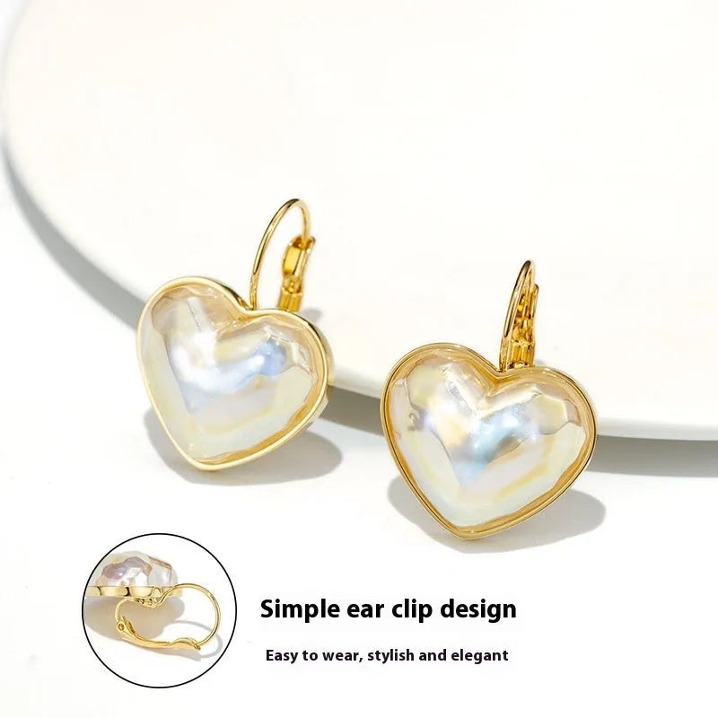 Gold colour alloy metal ear clips with summer love design theme for women's fashion