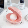 White porcelain tray with optional small night lamp in yellow colour with pink shell