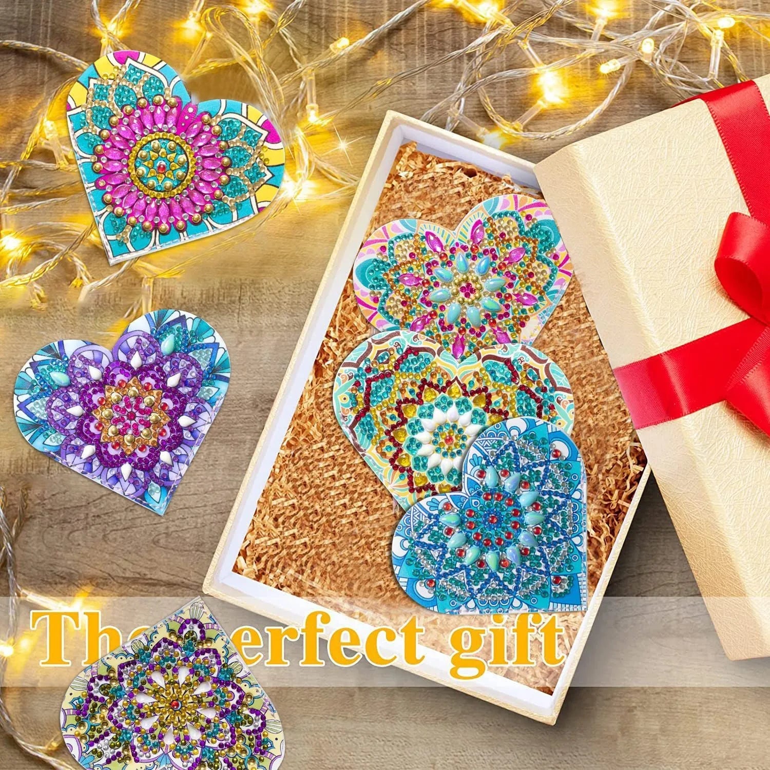 PU leather handmade bookmark set with crystal detailing and flower cornerite design in modern style
