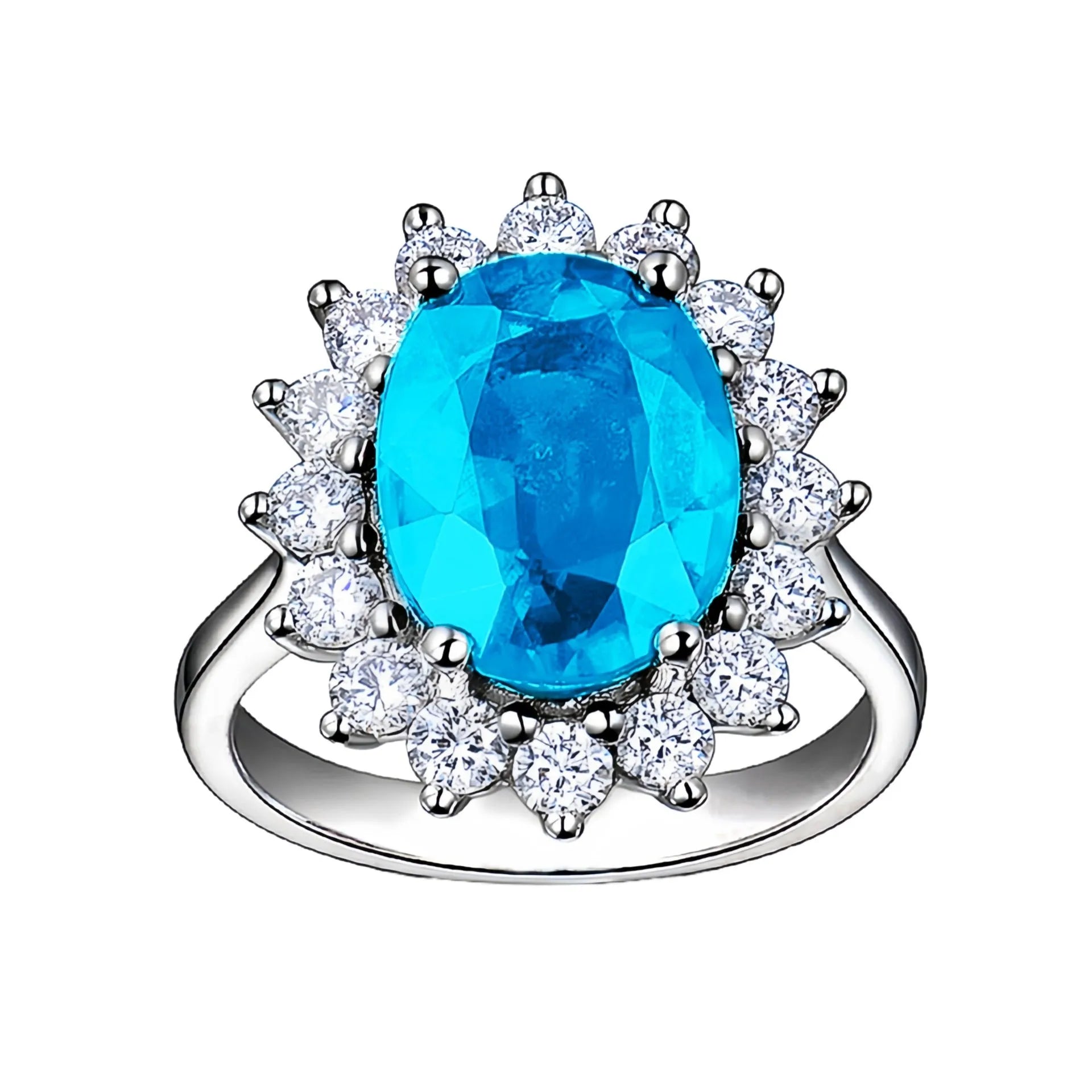 Adjustable opening multi-colour rhinestone ring in platinum tone for women, geometric natural style