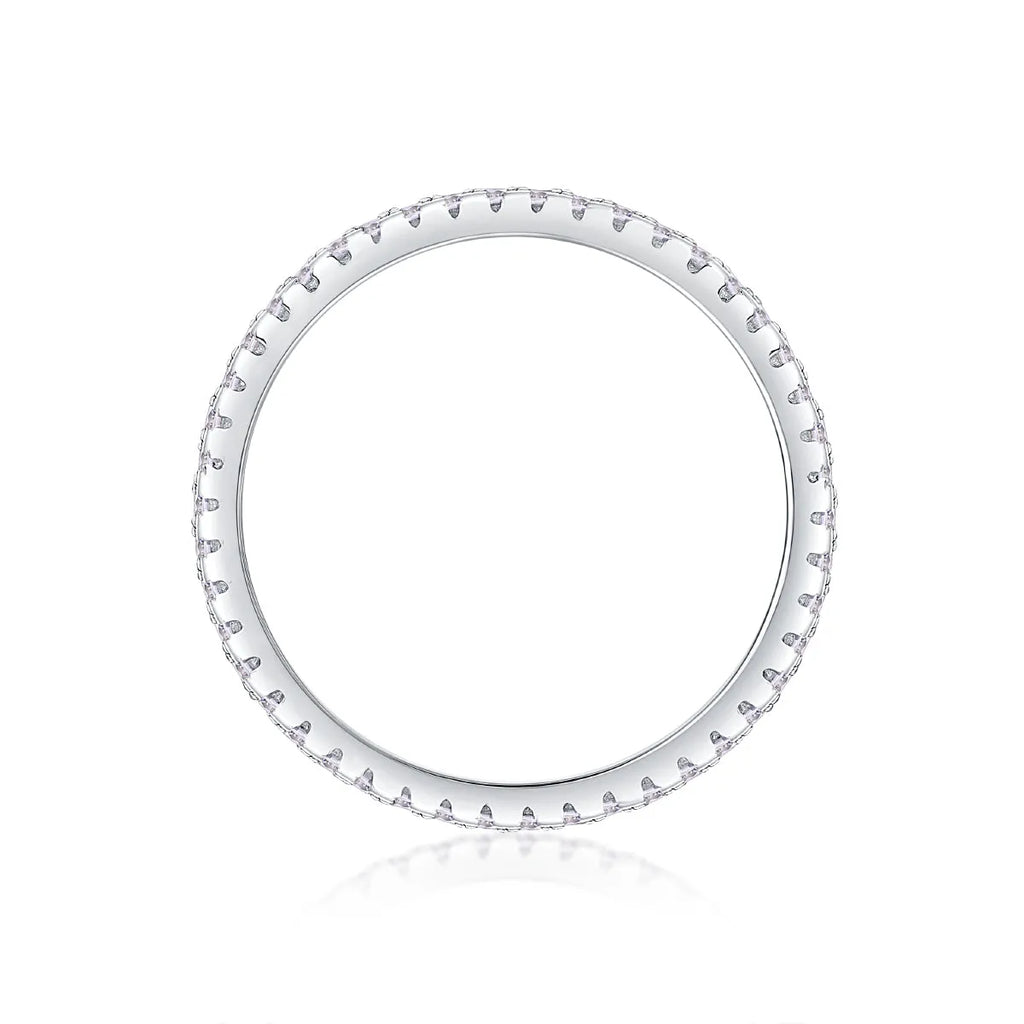 Moissanite wedding ring set with S925 silver and platinum plating, stone under 0.1 carat, in gift box