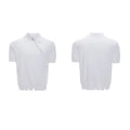 Men's slim fit knitted polo shirt with oblique zipper detail in ice-feeling polyester fabric
