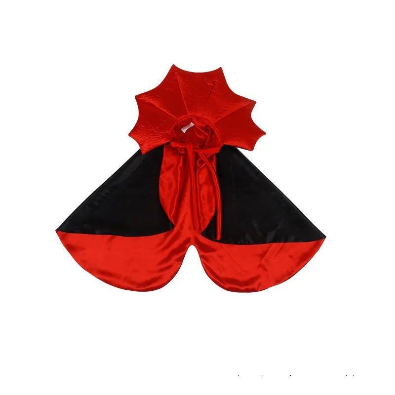 Black and red Halloween pet costume for cats and dogs made from polyester fabric