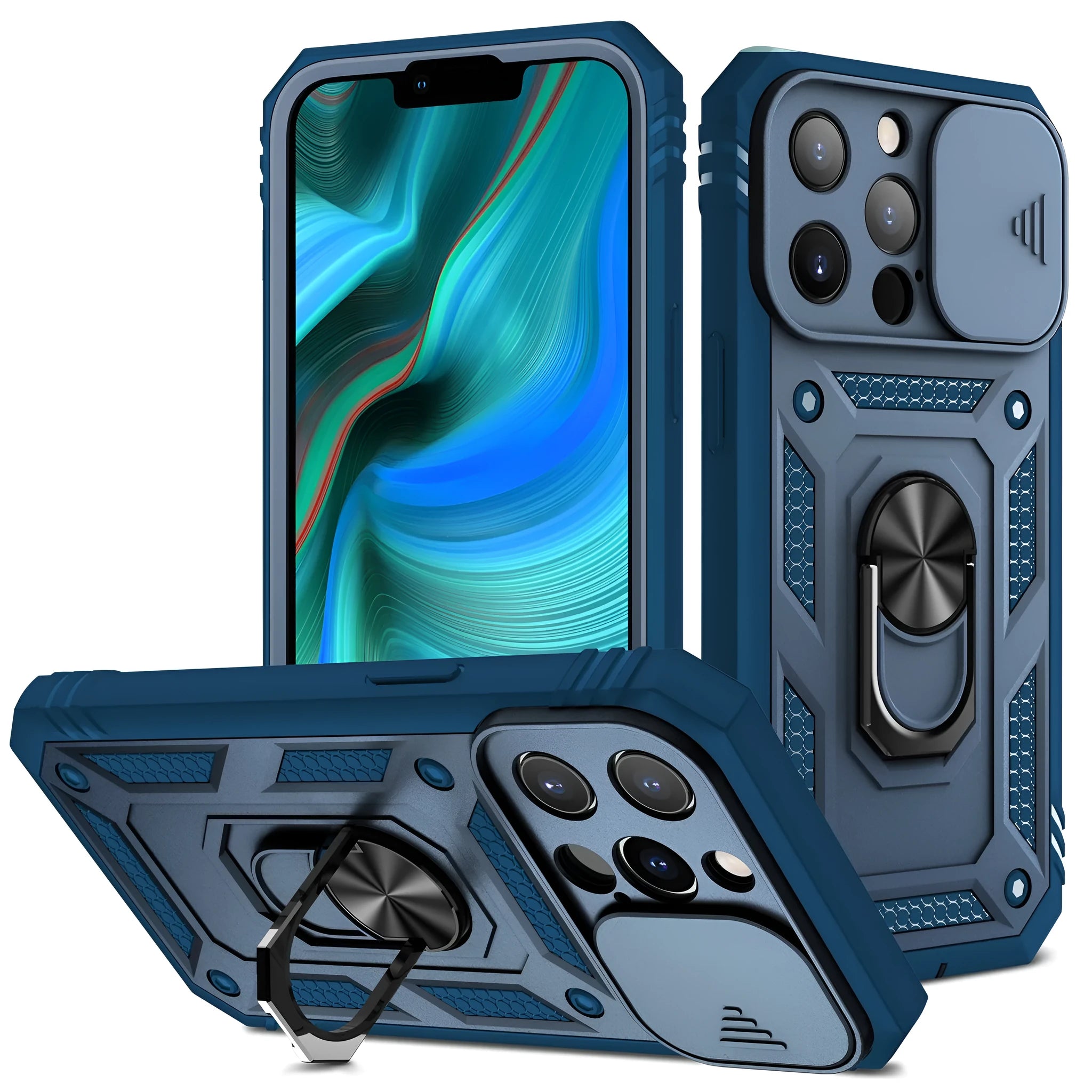 Apple magnetic phone case with sliding window bracket in multiple colour options