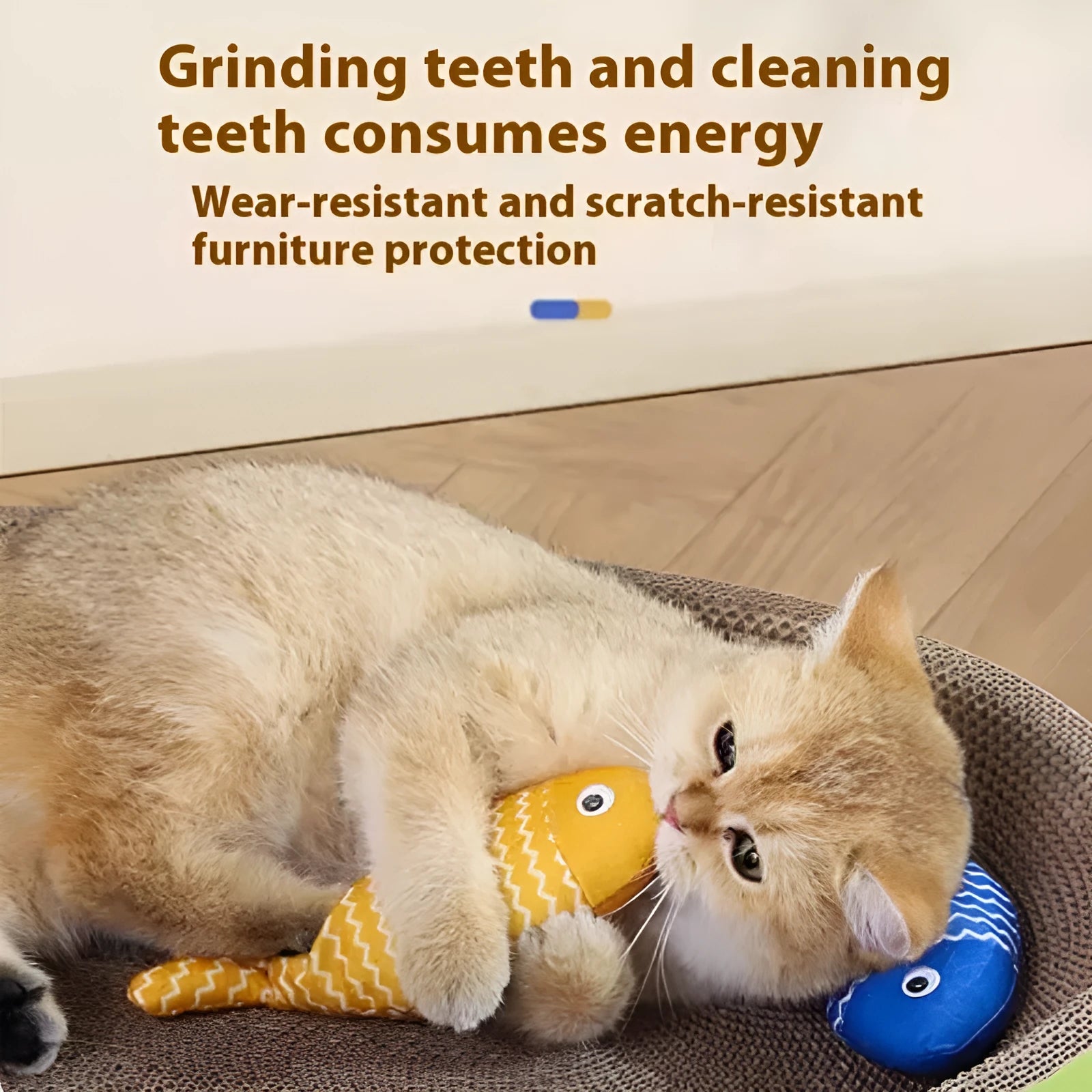 Large yellow catnip fish toy measuring 39cm long for feline play and teeth grinding