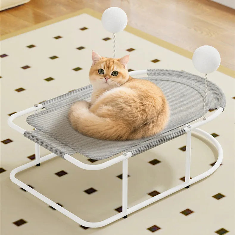 Large grey fabric cat kennel with bracket ventilation and removable padded mat