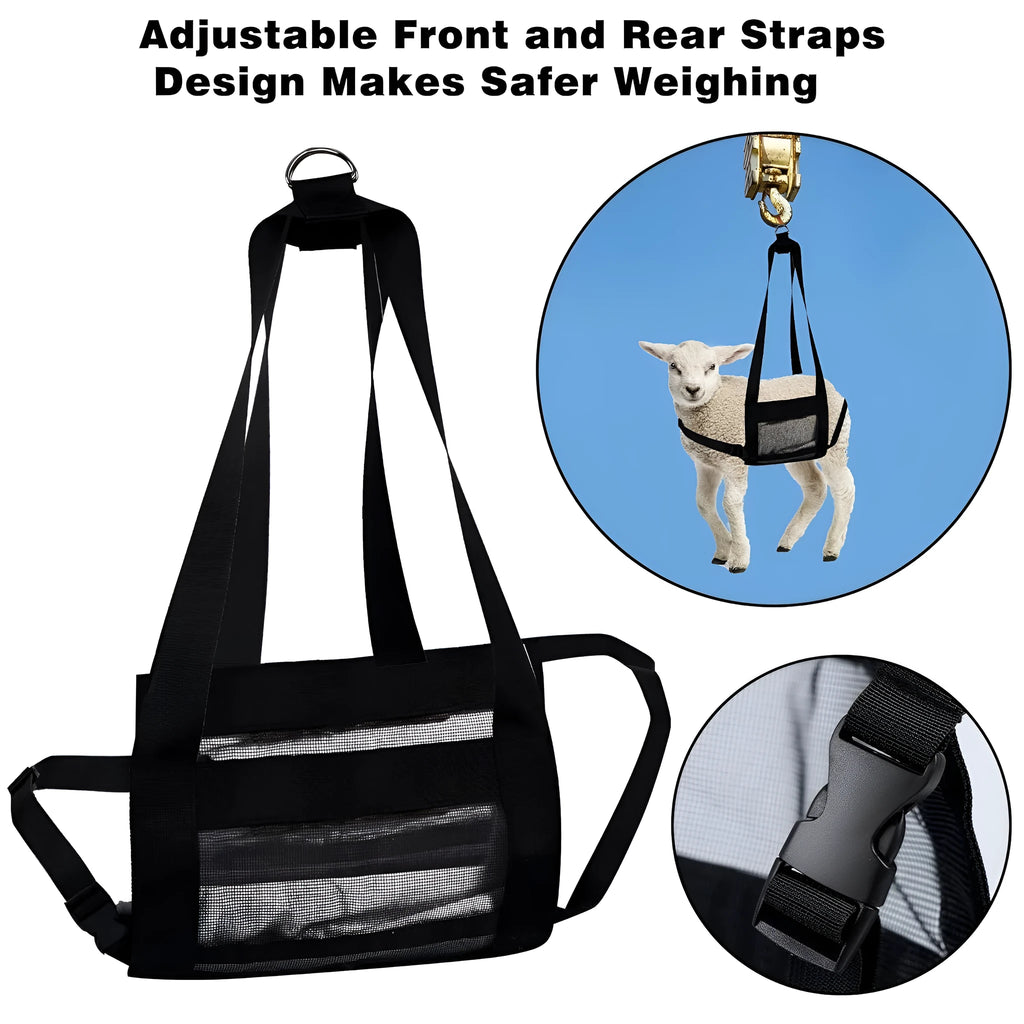 Black Oxford cloth calf and large dog weighing sling measuring 150cm long.