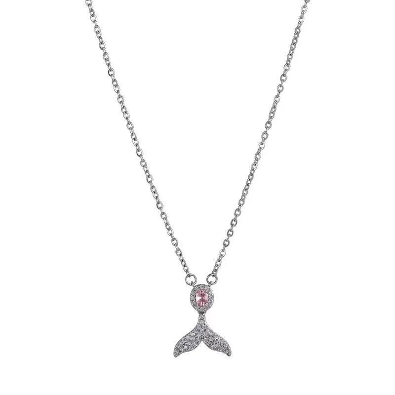 Women's sterling silver fishtail pendant necklace on an adjustable O-ring chain.