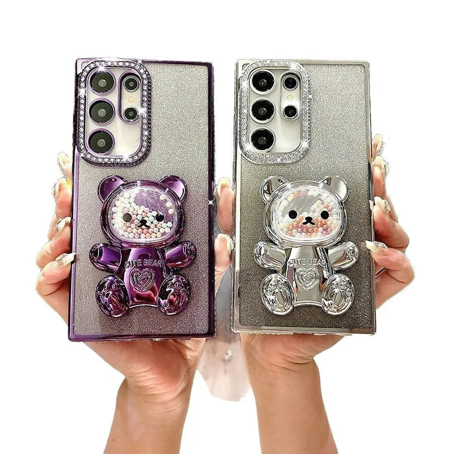 Silicone soft edge diamond plated phone case in rose gold for iPhone 15 Pro Max