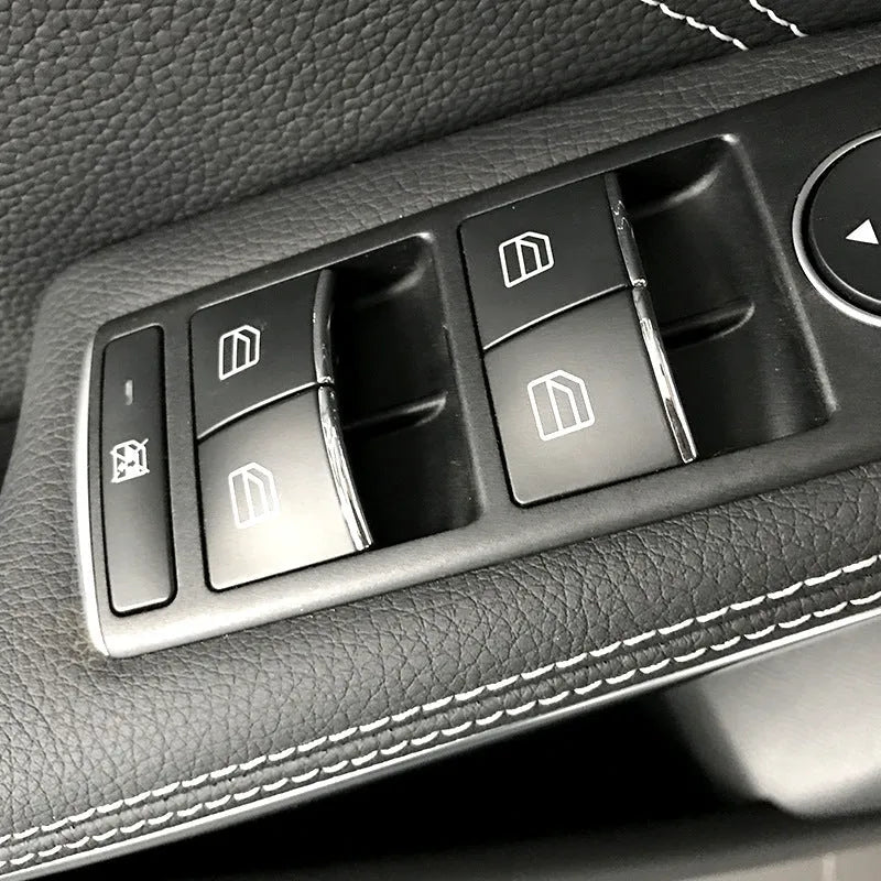 Black glitter decorative sticker for car window lift button customisation.