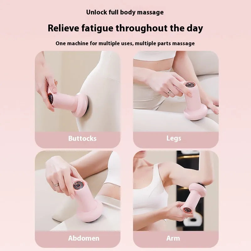 Pink, white, and black USB electric handheld massager for back, waist, legs, and cervical spine
