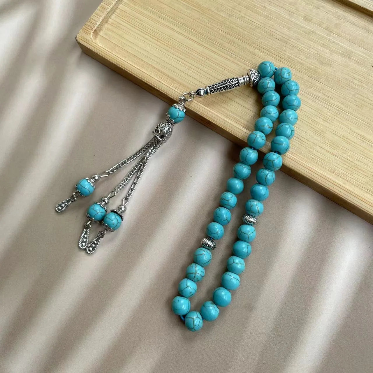 Sky blue stone Muslim prayer bracelet with 8mm beads for daily worship counting