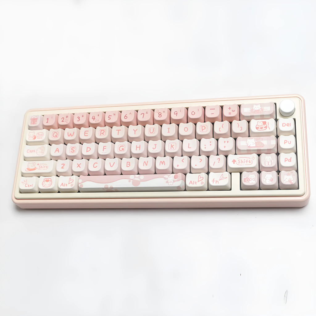 Full set of PBT sublimation keycaps for mechanical keyboard showing 26mm key size