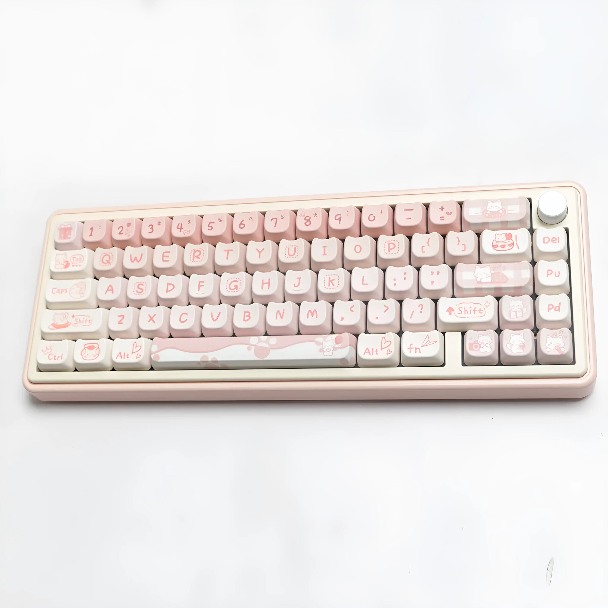 Full set of PBT sublimation keycaps for mechanical keyboard showing 26mm key size