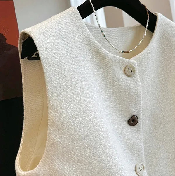 Women's French style round neck bandage vest dress in polyester fabric