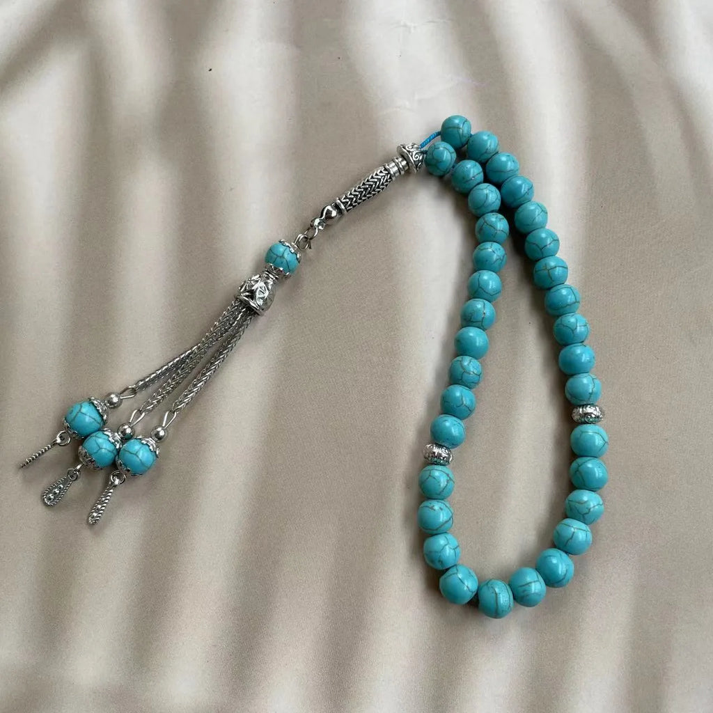 Sky blue stone Muslim prayer bracelet with 8mm beads for daily worship counting