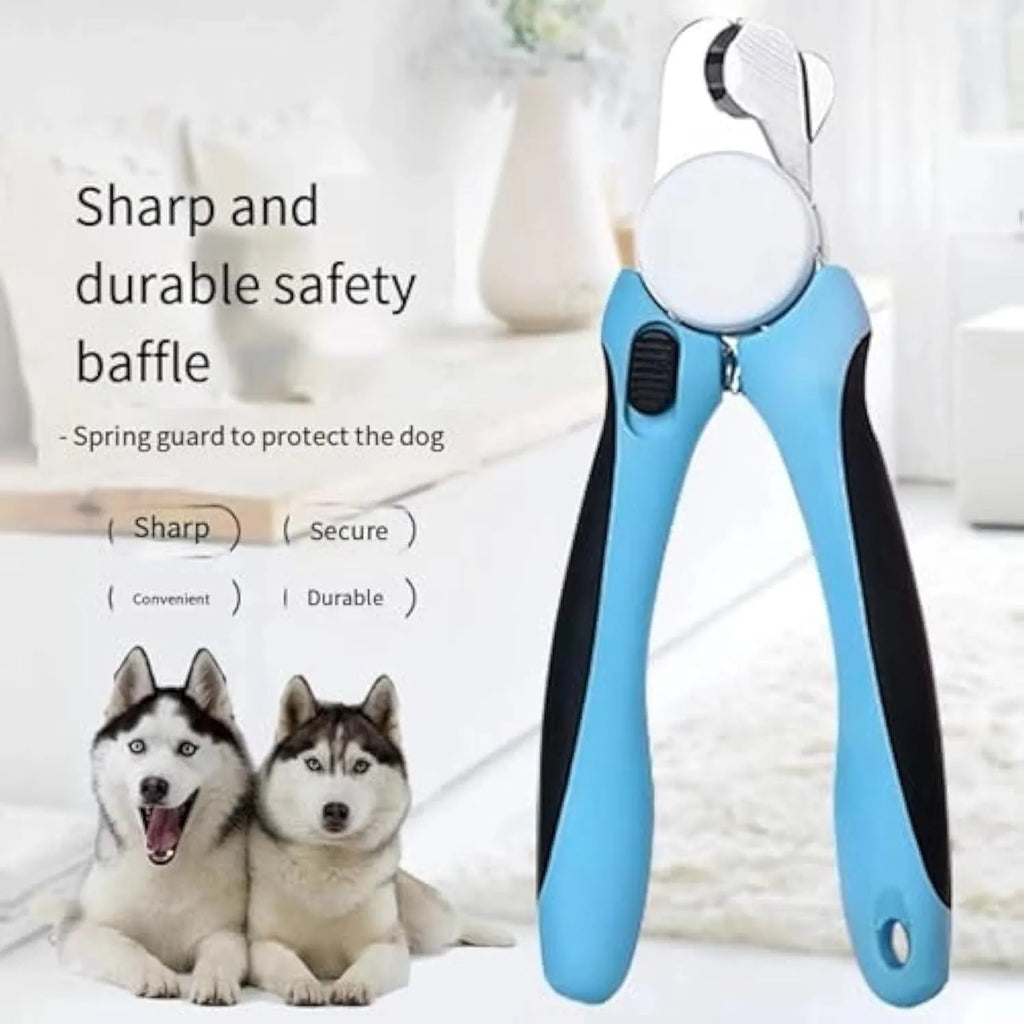 Blue heavy-duty dog nail clippers with a safety guard for large breeds