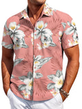 A man's slim-fit short-sleeve Hawaiian shirt in a cardigan style, available in multiple colours.
