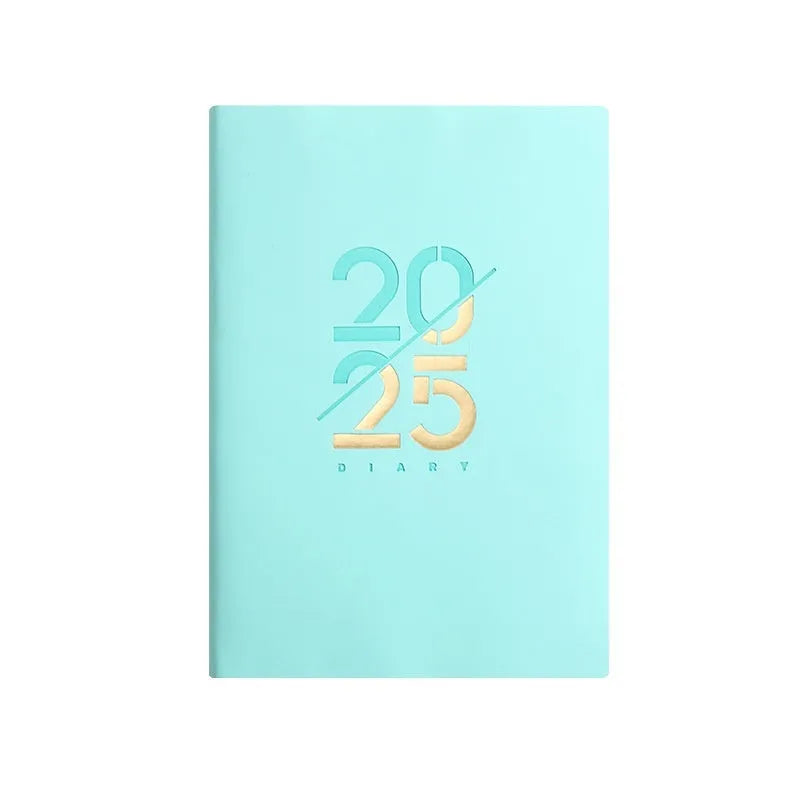 Soft faux leather A5 daily planner notebook open showing Dorian paper pages