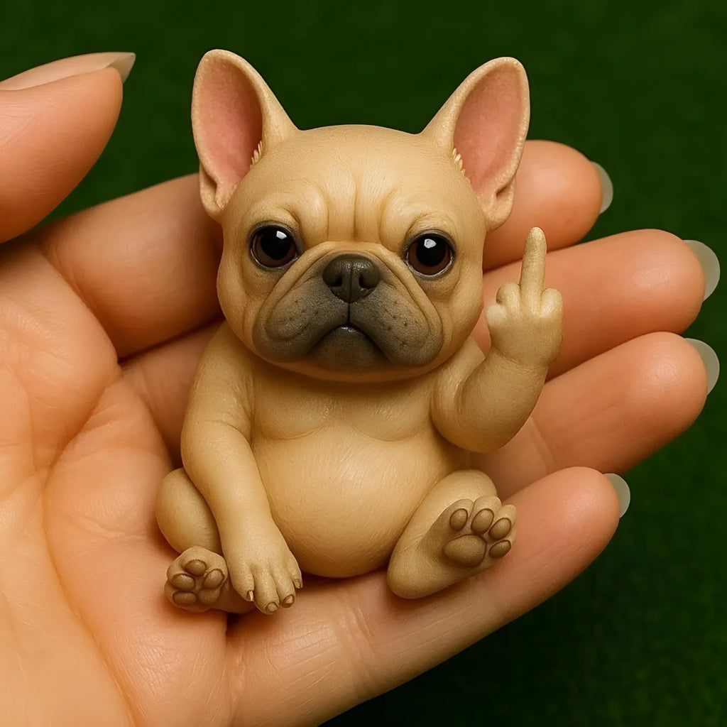 Mini plastic resin animal doll making vertical middle finger gesture, available in seven animal styles