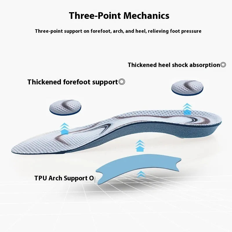 34 arch support plug-in flat foot orthopedic insole, blue background gray and pink, for men and women, neutral adult footwear