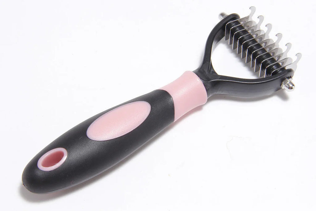 Pets Dematting Comb for Dogs and Cats – Stainless Steel Grooming Brush for Knots and Tangles – Effective Hair Removal Comb for Medium and Long-Haired Pets – Available in Blue, Red, and Large Sizes