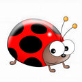 A 14.5cm wide cartoon ladybird design PVC sticker for car or motorcycle windows.