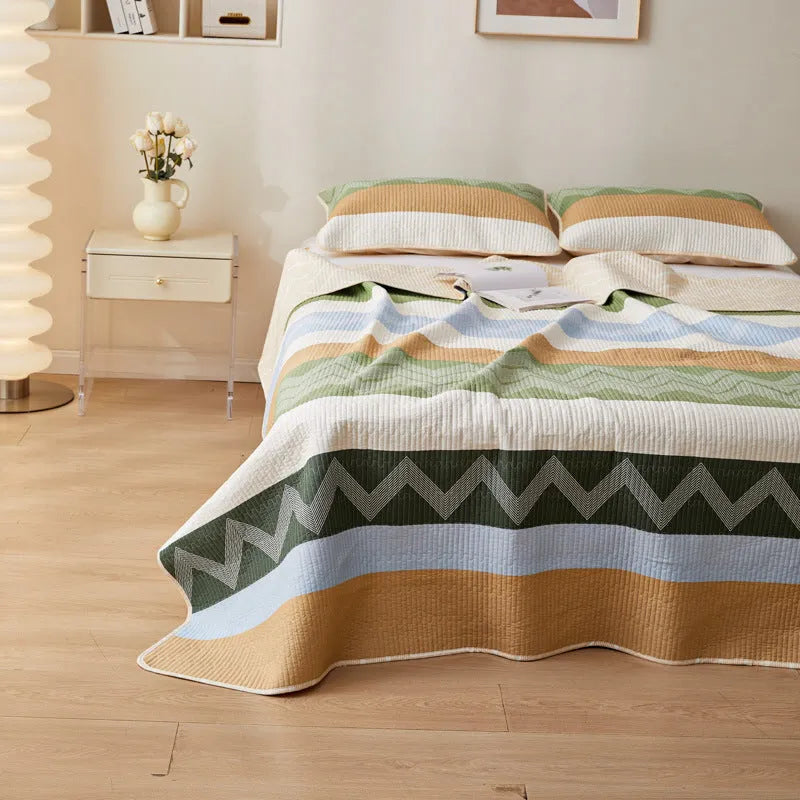 Pure cotton bed sheet set with reactive printed pattern for 2.2 metre beds in modern simple style
