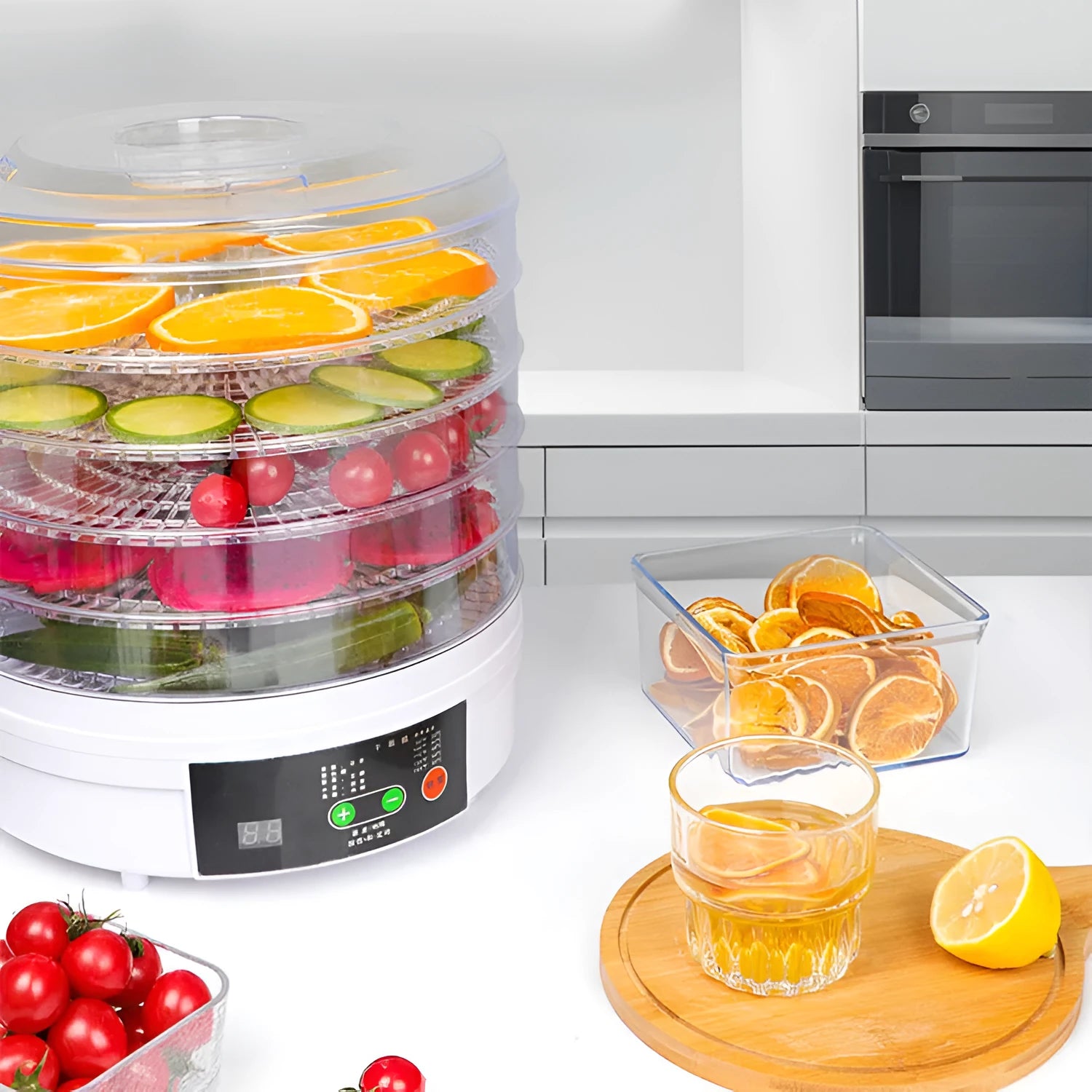 White five-layer household fruit dehydrator with British plug for drying food