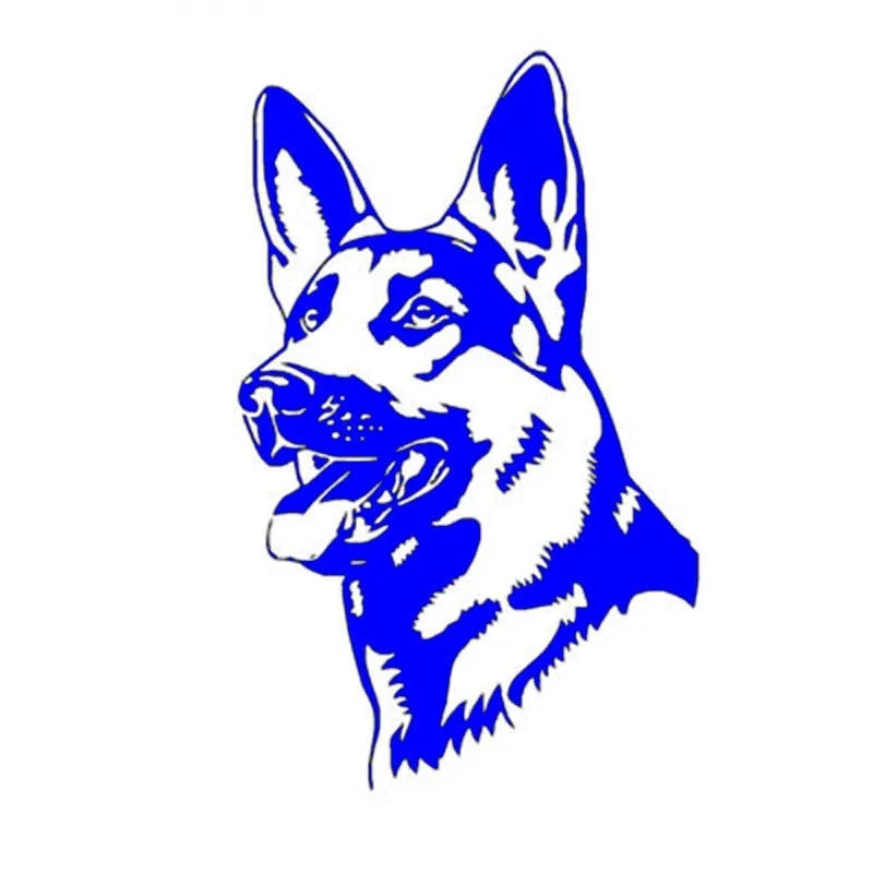 Reflective Alsace Shepherd hunting dog car sticker measuring 13x8 cm
