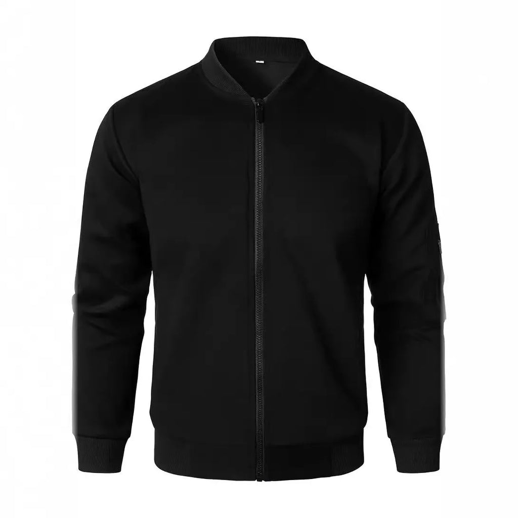 Men's loose fit knitted cotton jacket in light business style on a hanger