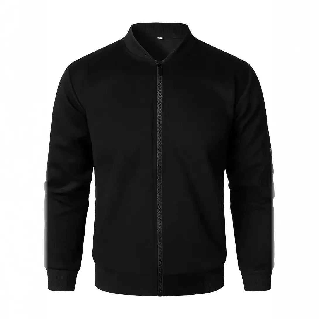 Men's loose fit knitted cotton jacket in light business style on a hanger