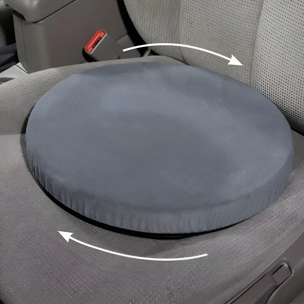 360-degree rotating car seat cushion with non-slip base and removable plush cover