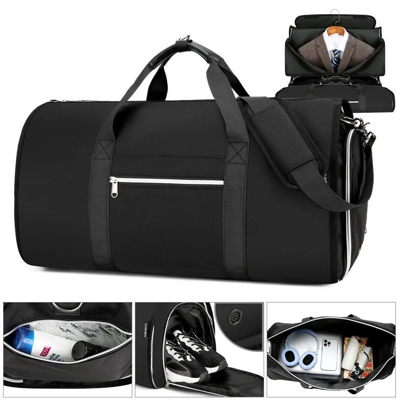 Oxford cloth multi-purpose storage bag in grey colour showing compartments and durable fabric texture.