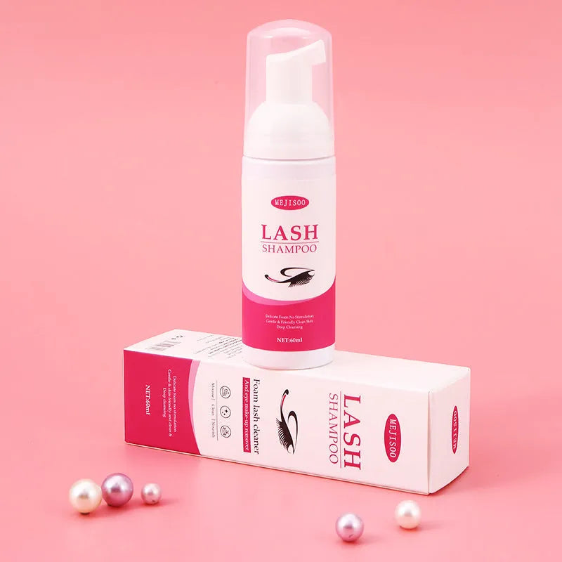 60ml lash shampoo mousse bottle with brush applicator for cleaning false eyelashes