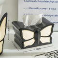 Ceramic butterfly-themed vase and tissue box set with waterproof finish