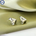 Women's retro special-shaped asymmetric stud earrings in 316 stainless steel electroplated gold finish