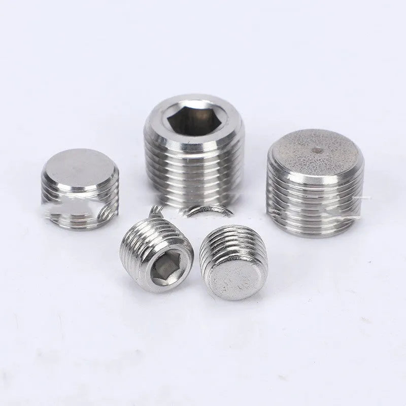 Stainless steel hexagon bulkhead plug fitting with 3/8 thread for pipe connections