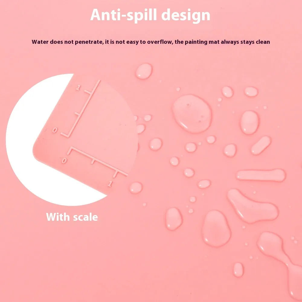 Green silicone painting mat measuring 50x40cm with non-slip graffiti drawing board for watercolour and oil painting