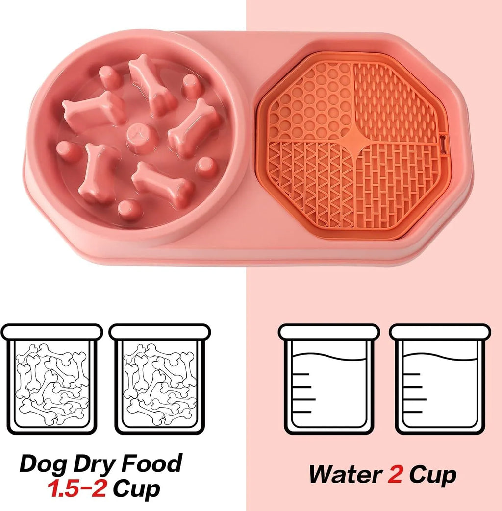 37cm diameter slow feeder dog bowl puzzle mat in blue, green, pink or yellow with non-slip base