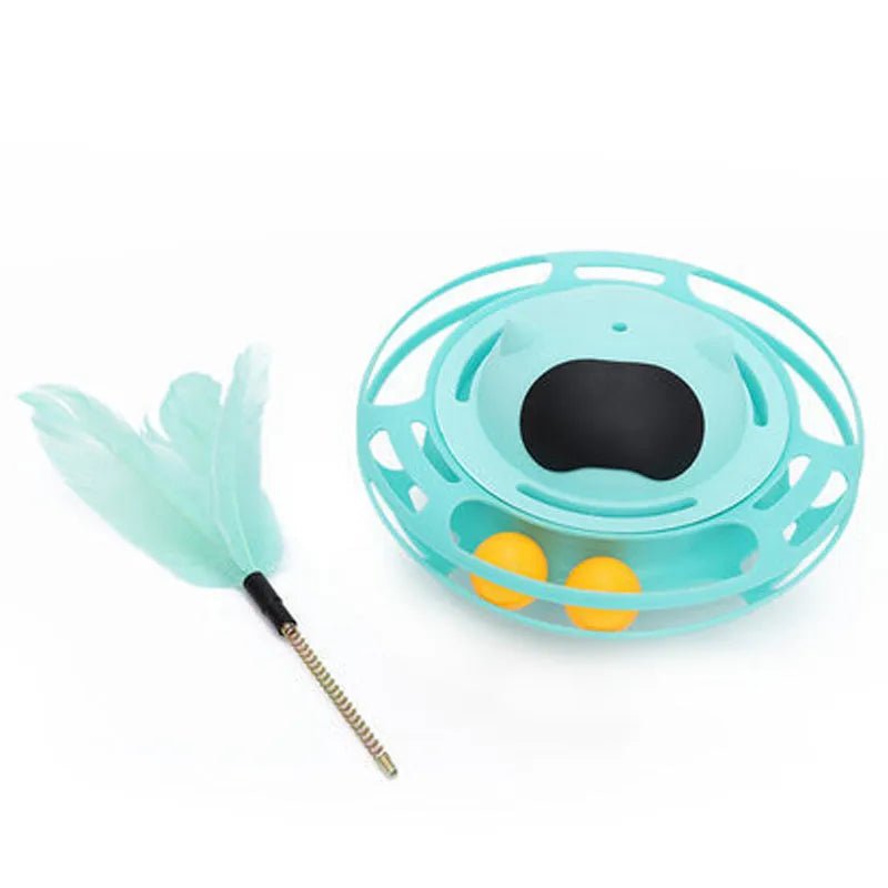 Pink rotating cat tumbler toy measuring 17 cm for self-play feline entertainment