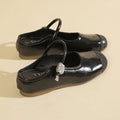 Casual shallow mouth toe sandals for women with round toe, PU upper, and rubber sole in black