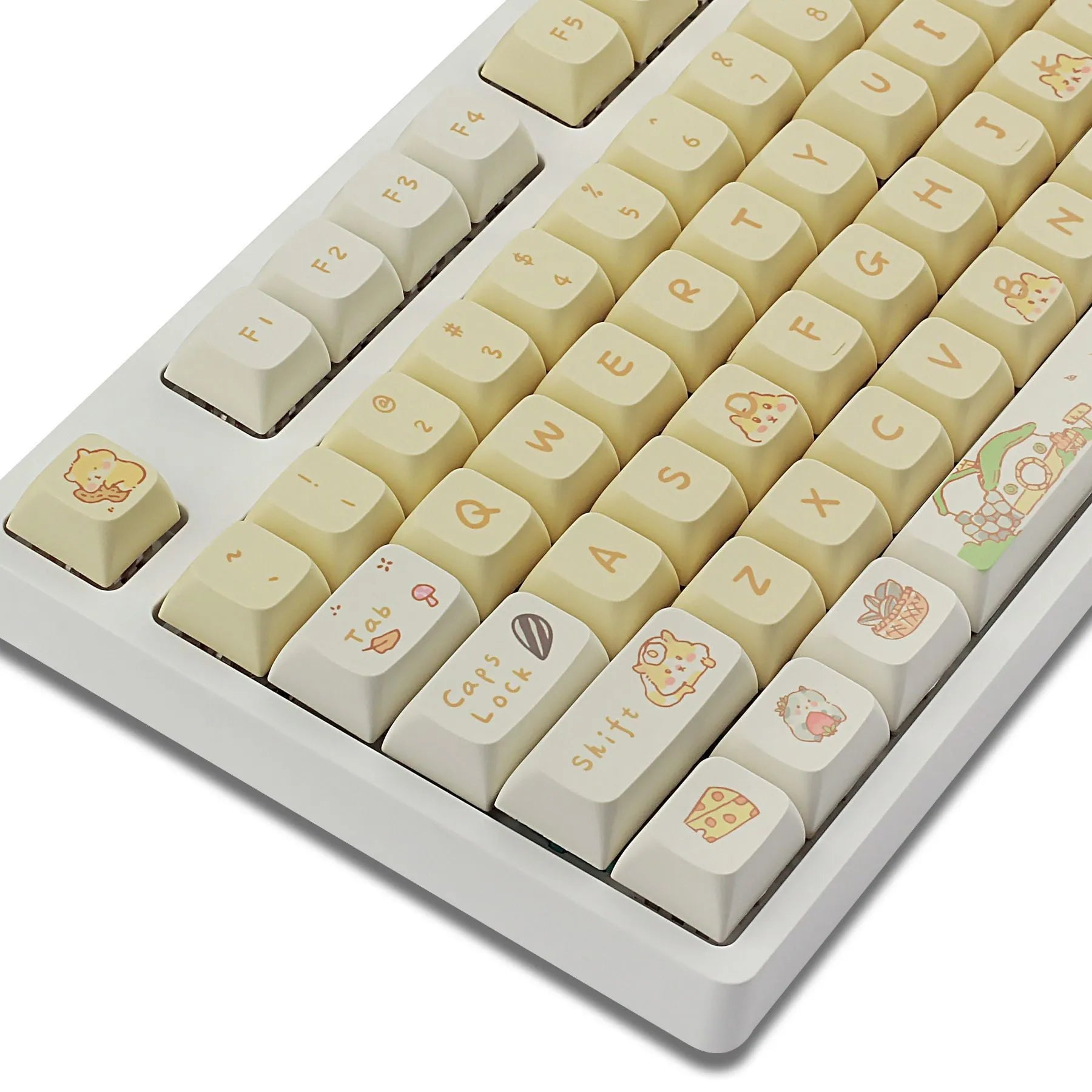 Custard-coloured plastic keycap set for 68 75 98 100 key mechanical keyboards