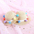 Handmade adjustable bow pet hat for dogs and cats in cartoon style with size options