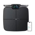 Black eight-electrode body fat scale measuring 45cm with weight, fat, moisture and calorie tracking