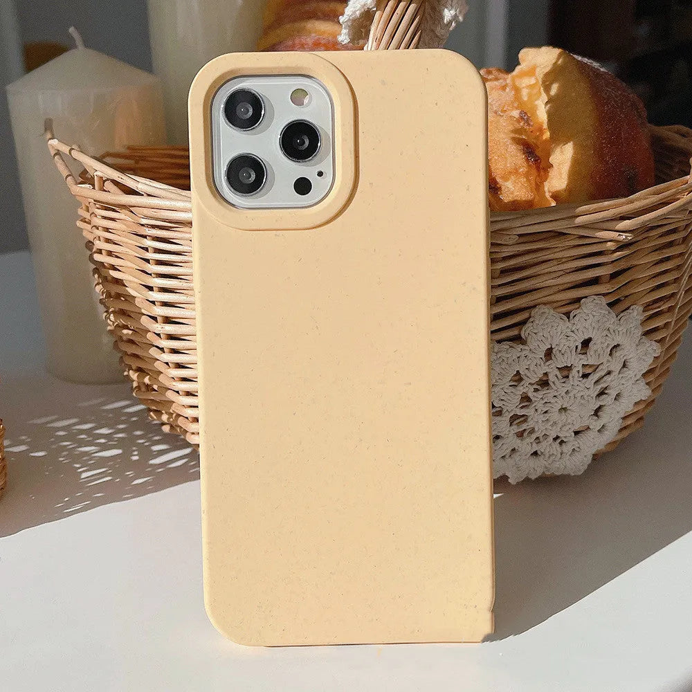 Fully degradable wheat straw phone case for Apple iPhone 14 Pro Max in black, blue, pink and white colours