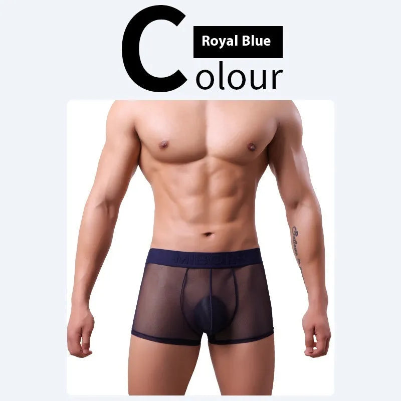 Men's thin invisible breathable boxers in multiple colours showing quick-drying polyester fabric