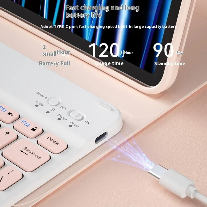 Wireless Bluetooth keyboard and matching rechargeable mouse in Elegant Pink colour